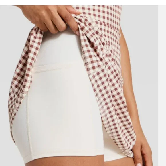 JoyLab - Women's Cinch Back Active Dress - Brown Gingham Medium - Picture 4 of 4